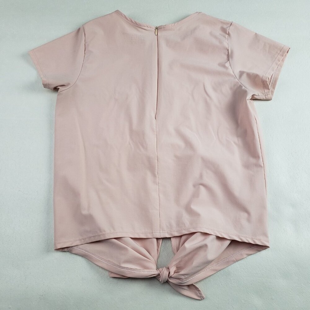Albion Tie Front Nylon Top Womens XS Blush Pink Short Sleeve Quick Dry Shirt - Picture 6 of 10